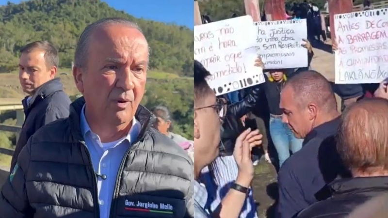 Jorginho Mello se manifesta após discussão com indígenas durante visita a barragem em SC