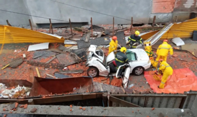 Morre motorista atingido por coluna de concreto durante passagem de ciclone em SC
