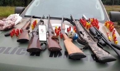 Armas, munições e carne de caça são apreendidas em Jaborá