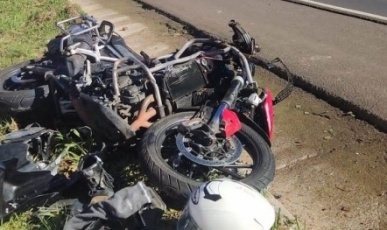 Motociclista sofre acidente na BR-282, em Ponte Serrada