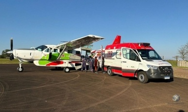 Aeronave médica baseada em Joaçaba realiza transferência de idoso a Campos Novos