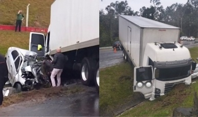 Acidente na BR-470 mata motorista e deixa carro destruído