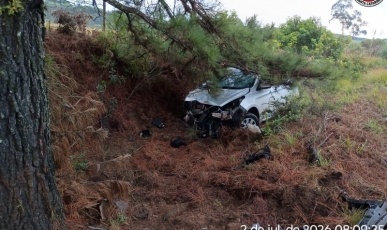 Colisão entre carro e picape mobiliza equipes de resgate na SC-452, em Monte Carlo