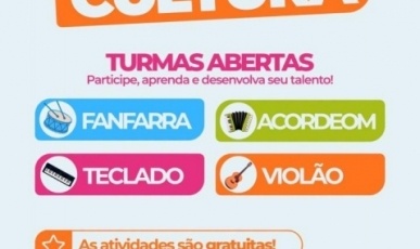 Prefeitura de Água Doce abre inscrições para oficinas gratuitas de música
