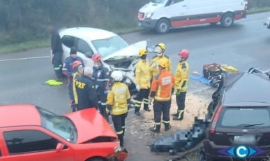 Idoso morre em acidente envolvendo três veículos na BR-470, em Campos Novos