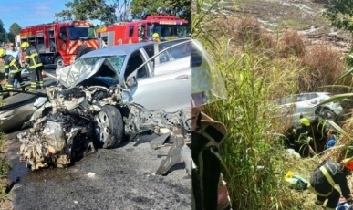 Colisão frontal na BR-470 deixa quatro feridos e motorista é resgatado de helicóptero em SC